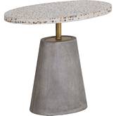 Carment End Table in Grey Terrazzo, Concrete & Brass Steel